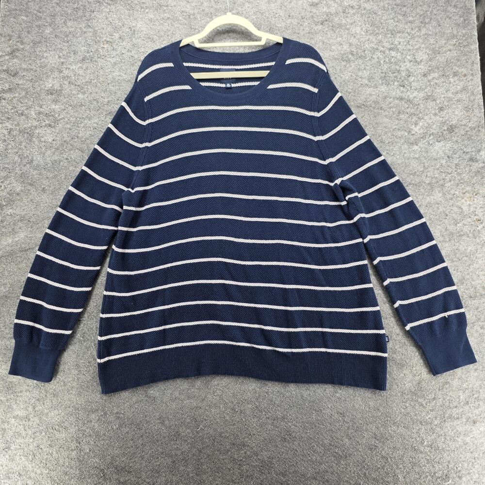 Gap Sweater Mens 2XL Blue Striped Crewneck Pullover Lightweight Cotton Blend